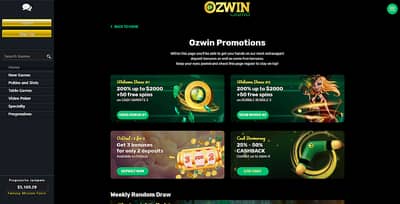 Ozwin Casino Promotions