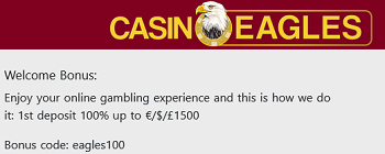 Casino Eagles Welcome Bonus