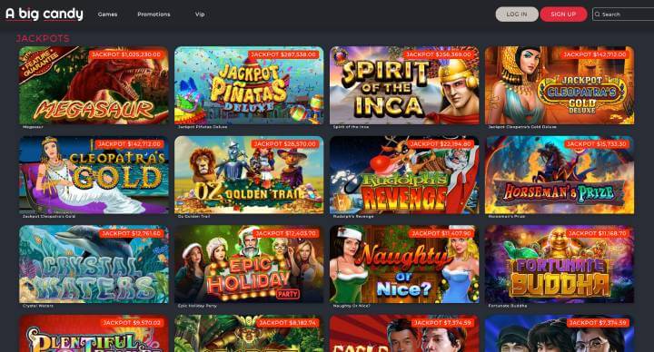 A Big Candy Casino jackpot games screenshot