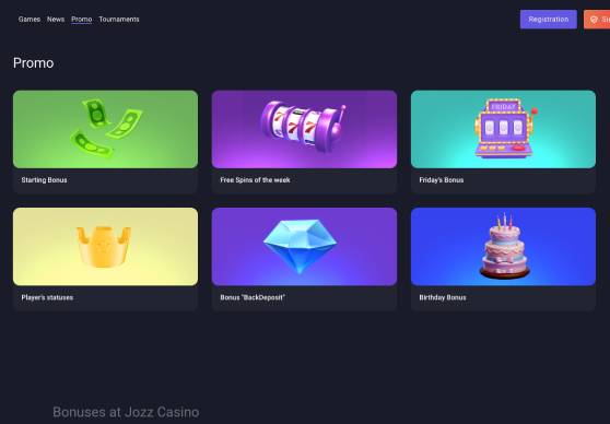 Jozz Casino promotions screenshot
