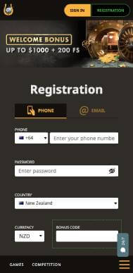 Play Fortuna Casino registration screenshot