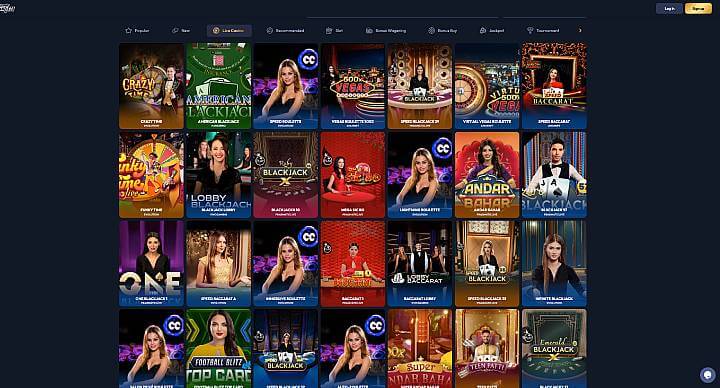 Gangsta Casino live games screenshot