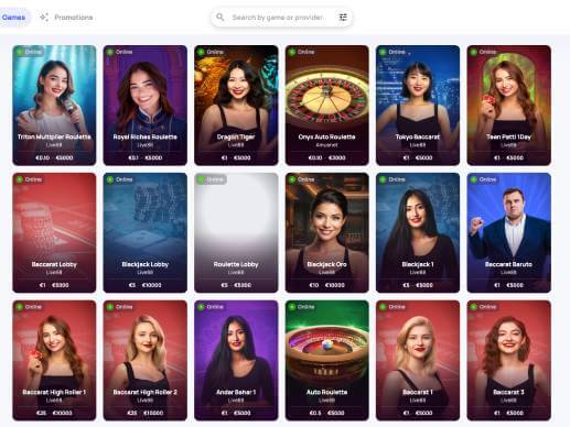 HyperKasino live games screenshot