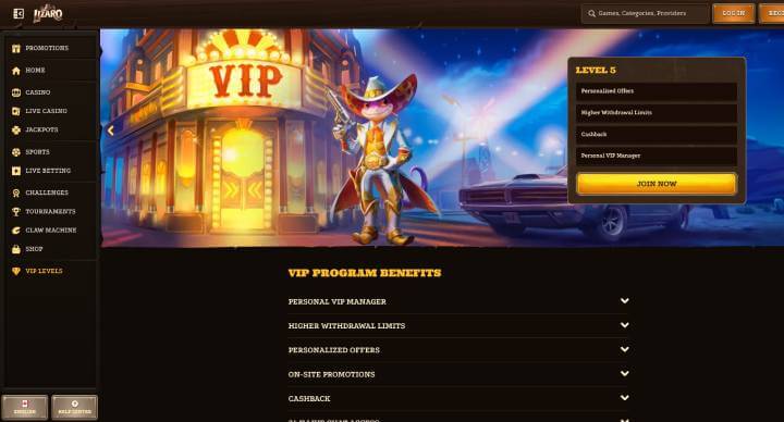 Lizaro Casino VIP screenshot