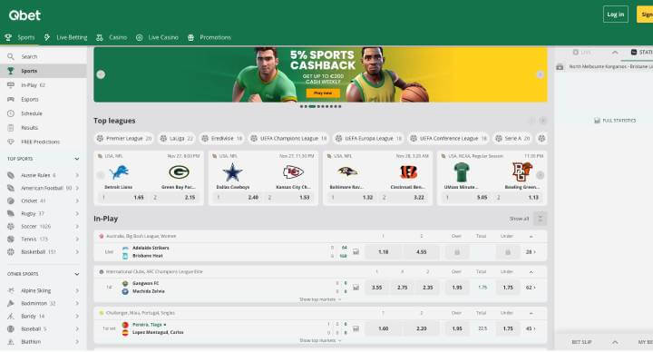 Qbet sportsbook screenshot
