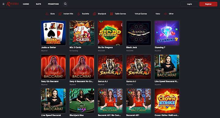 Riviera Casino table games screenshot