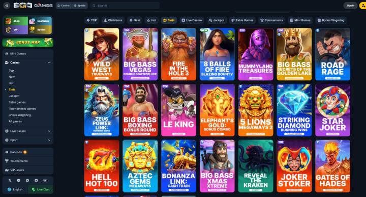 EgoGames Casino online pokies screenshot